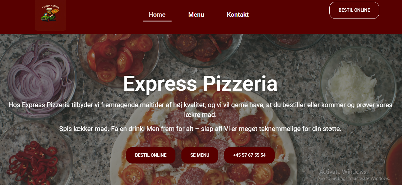 Express Pizzeria Denmark WooCommerce online ordering website with full menu and mobile ordering, developed by Syed Aoun Raza