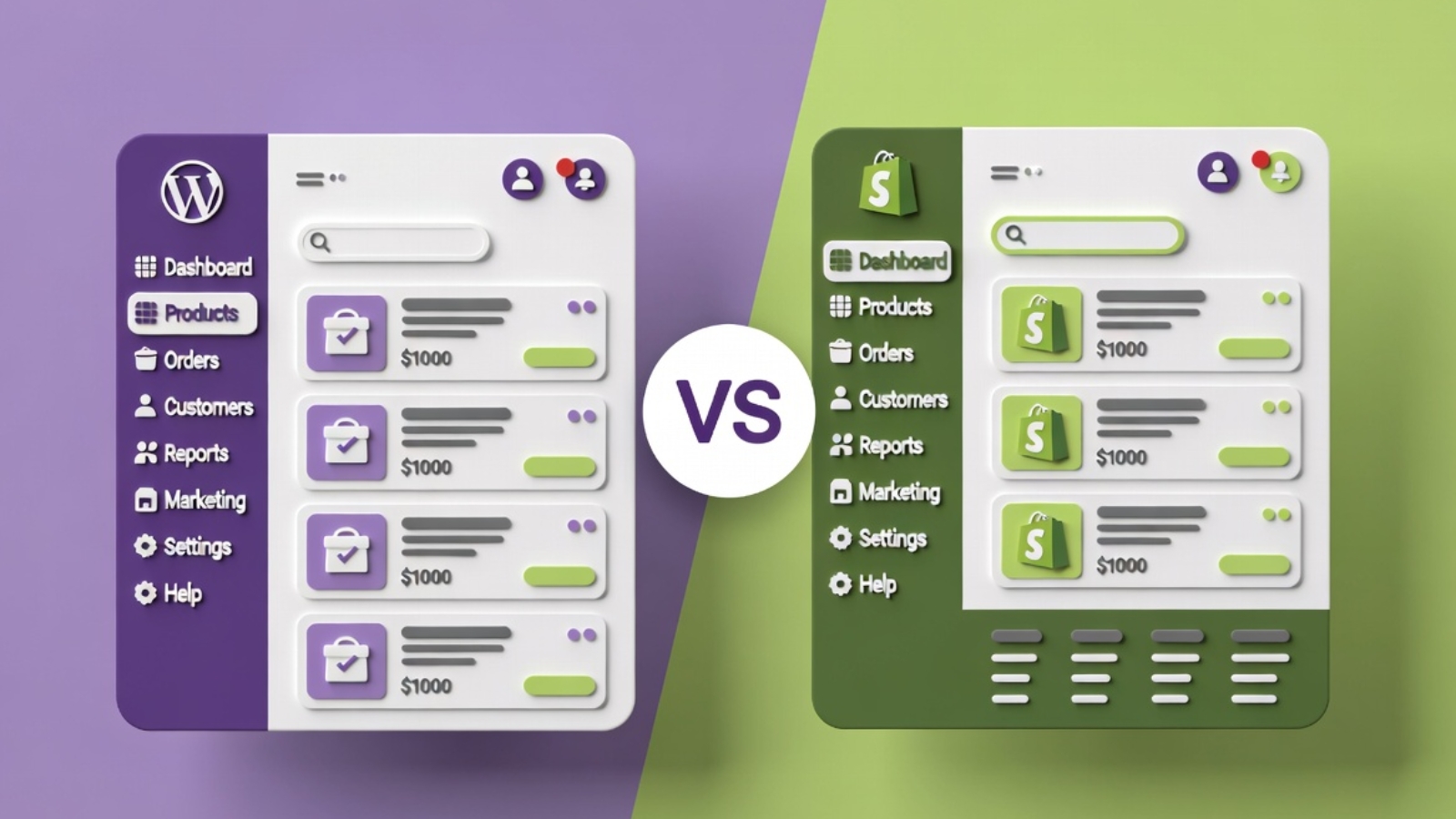 WooCommerce vs Shopify 2026 comparison showing both e-commerce platform logos and store interfaces
