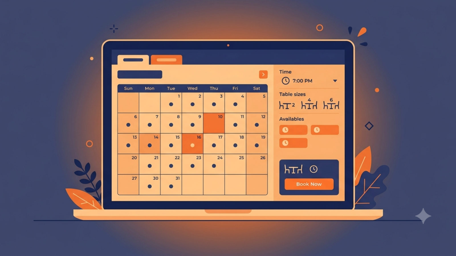 WordPress booking plugin calendar interface for restaurant table reservations