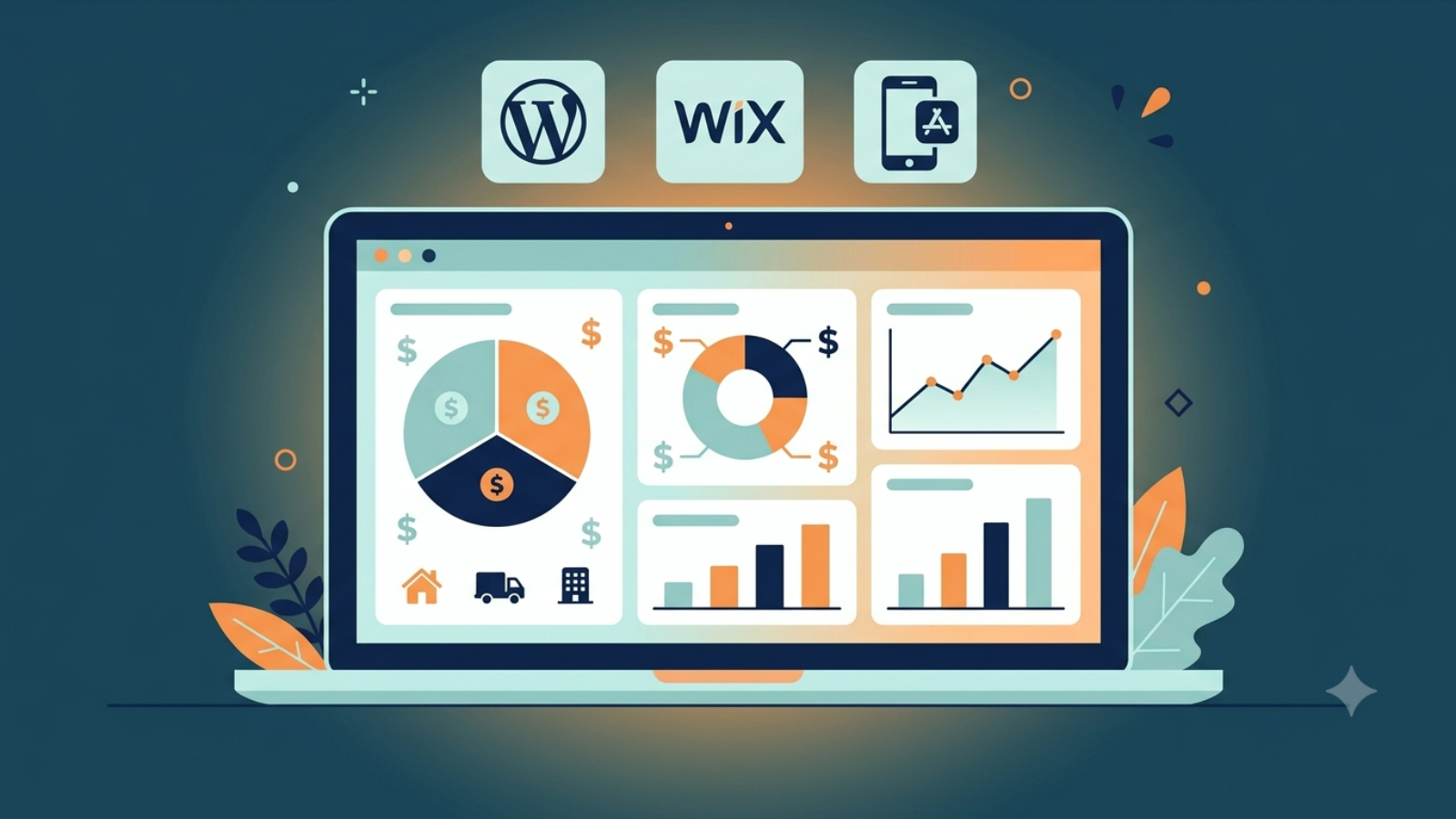 Website development cost comparison dashboard showing pricing tiers by platform