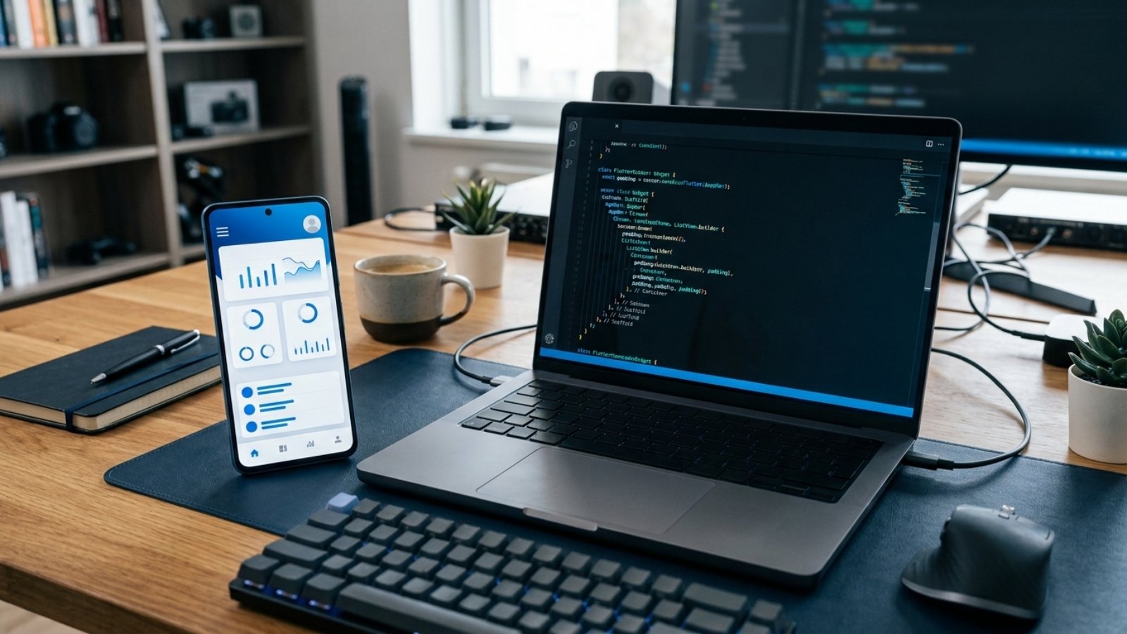 Flutter developer calculating mobile app development pricing for a client.