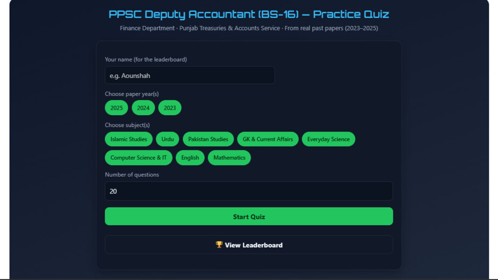 Student practicing PPSC Deputy Accountant past papers and MCQs on laptop and paper