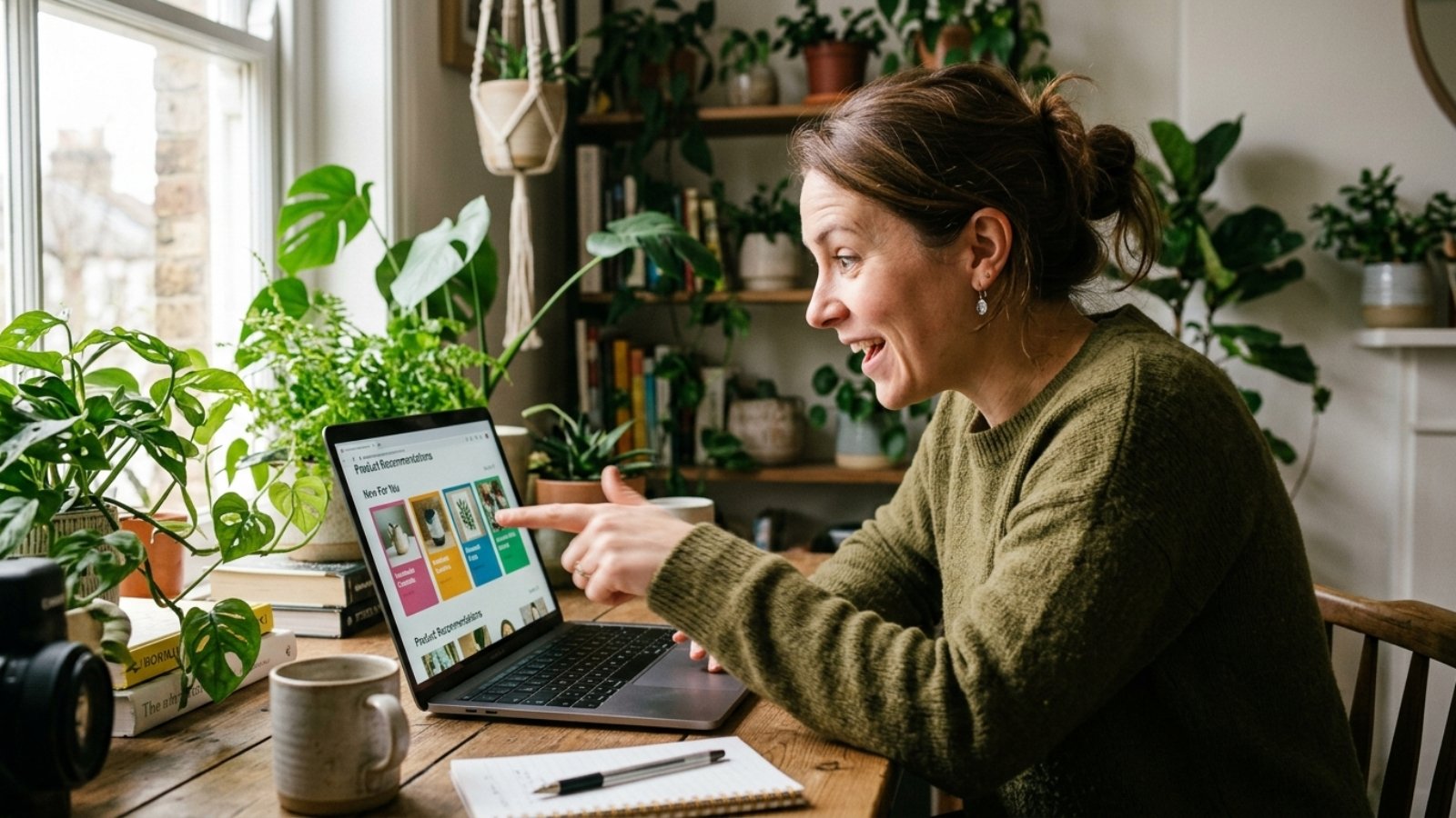 Small business owner reviewing AI personalization changes on her website in real time