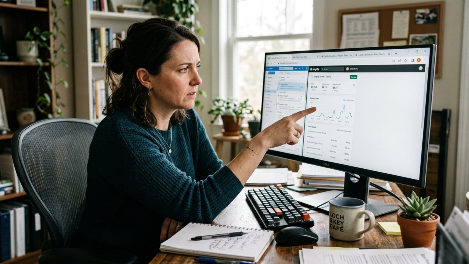 Business owner comparing website requirements US vs UK vs EU across browser tabs on a monitor