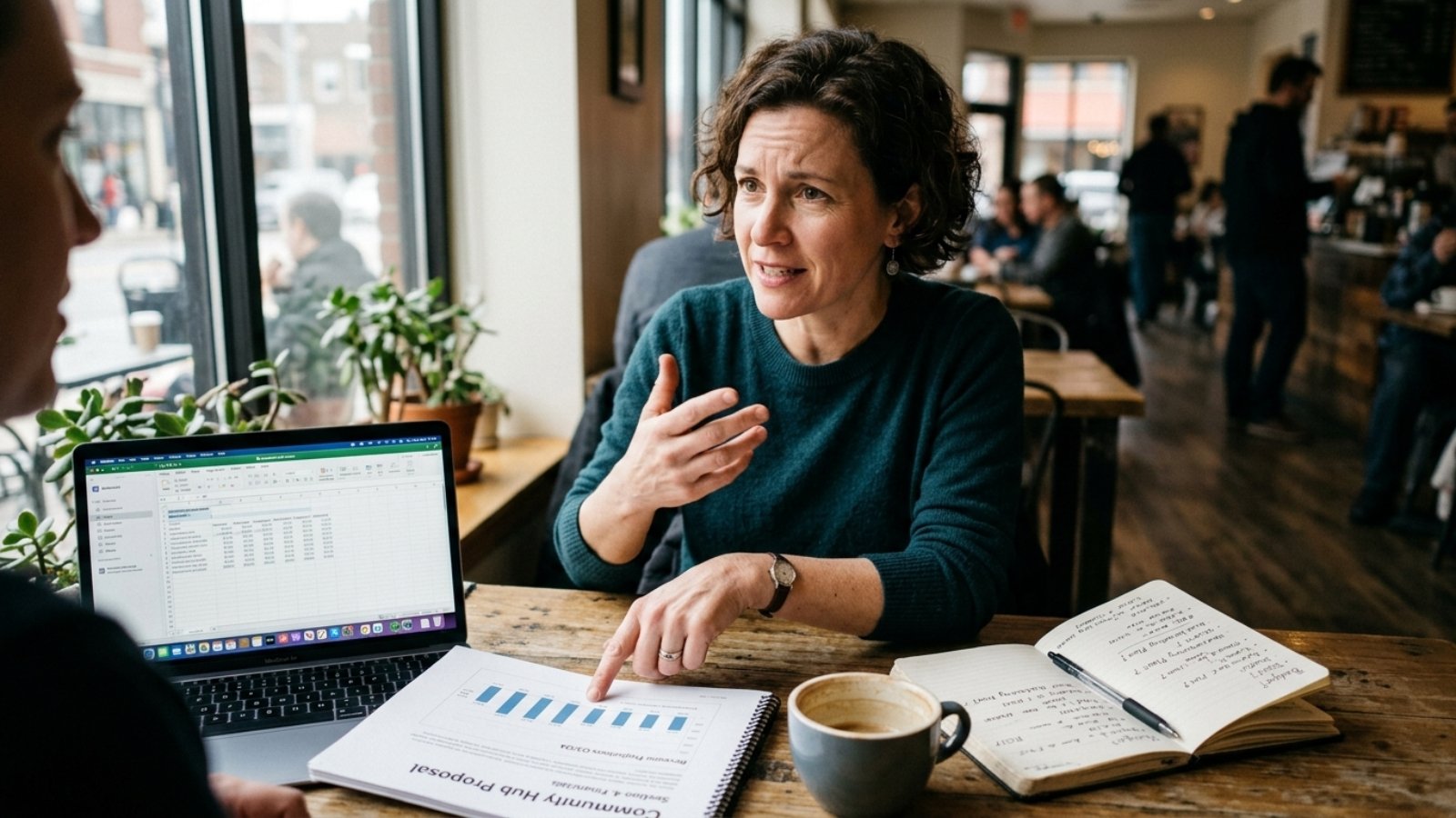 Small business owner reviewing a proposal before hiring a web developer